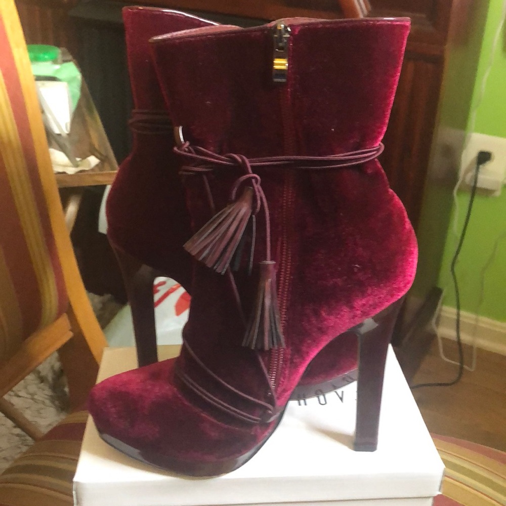 Velvet boot heels
